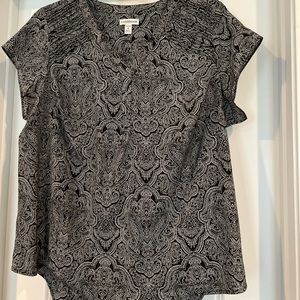 Paisley shirt sleeves blouse with rouging accent in top 1x